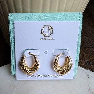 Jackie Mack Designs Muse Textured Graduated Hoop Earrings Gold Plated